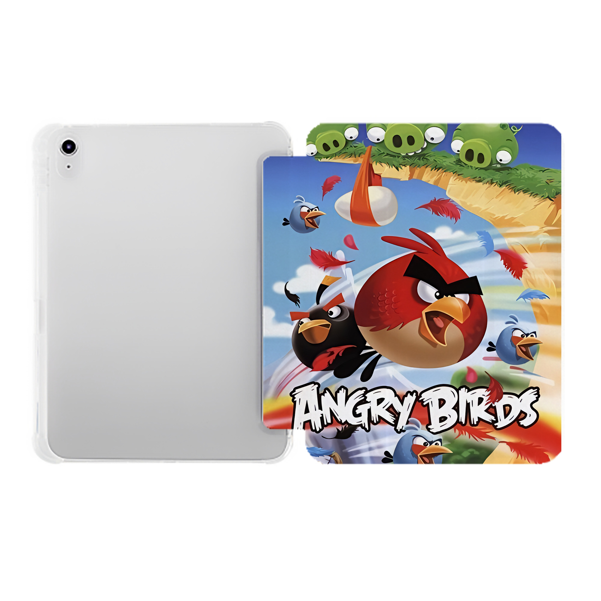 （画像用） Angry Birds アングリーバード IPad ケース ペン収納付き 三つ折りスタンド PUレザー×シリコン 対応機種9.5/10.5/10.9インチ